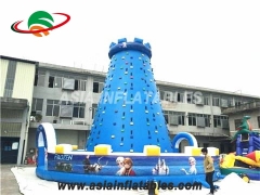 Exciting Fun Blue Top Climbing Wall  Inflatable Climbing Tower For Sale